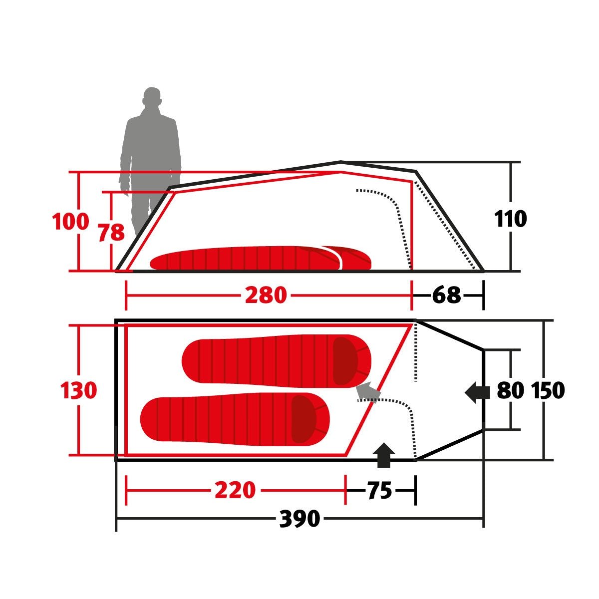 Wechsel Tents Tempest 2 - Tunnelzelt für 2 Personen 4 - Jahreszeiten JETZT MIETEN bei Eddy's Adventure